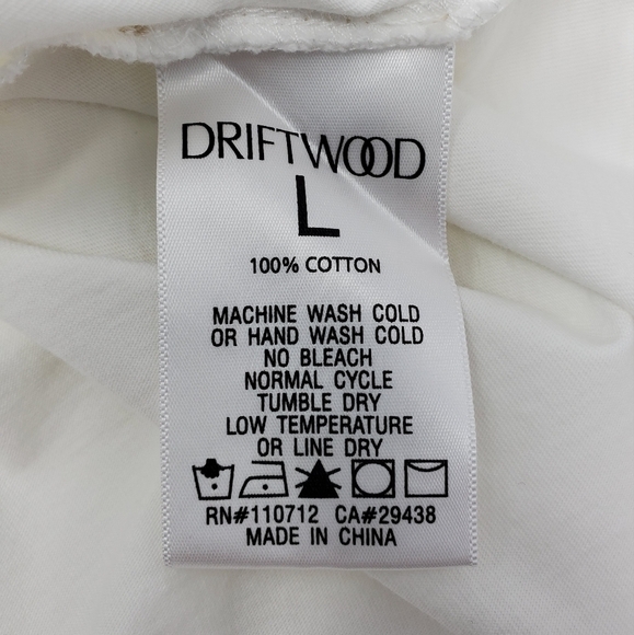 DRIFTWOOD WHITE CLASSIC TEE T-SHIRT GREEN CORAL FLORAL EMBROIDERY WOMEN LARGE - Picture 9 of 16